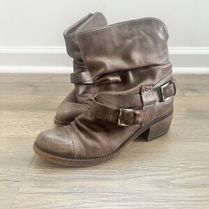 Womens Lavorazione Artigiana Leather Heeled Moto Biker Western Ankle Bootie US 6